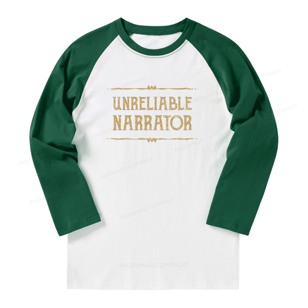 Pagewings Unreliable Narrator Long Sleeve Raglan T-shirt