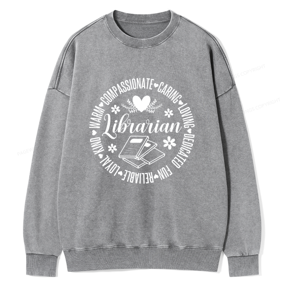 Pagewings Librarian Book Lover Unisex Washed Sweatshirt