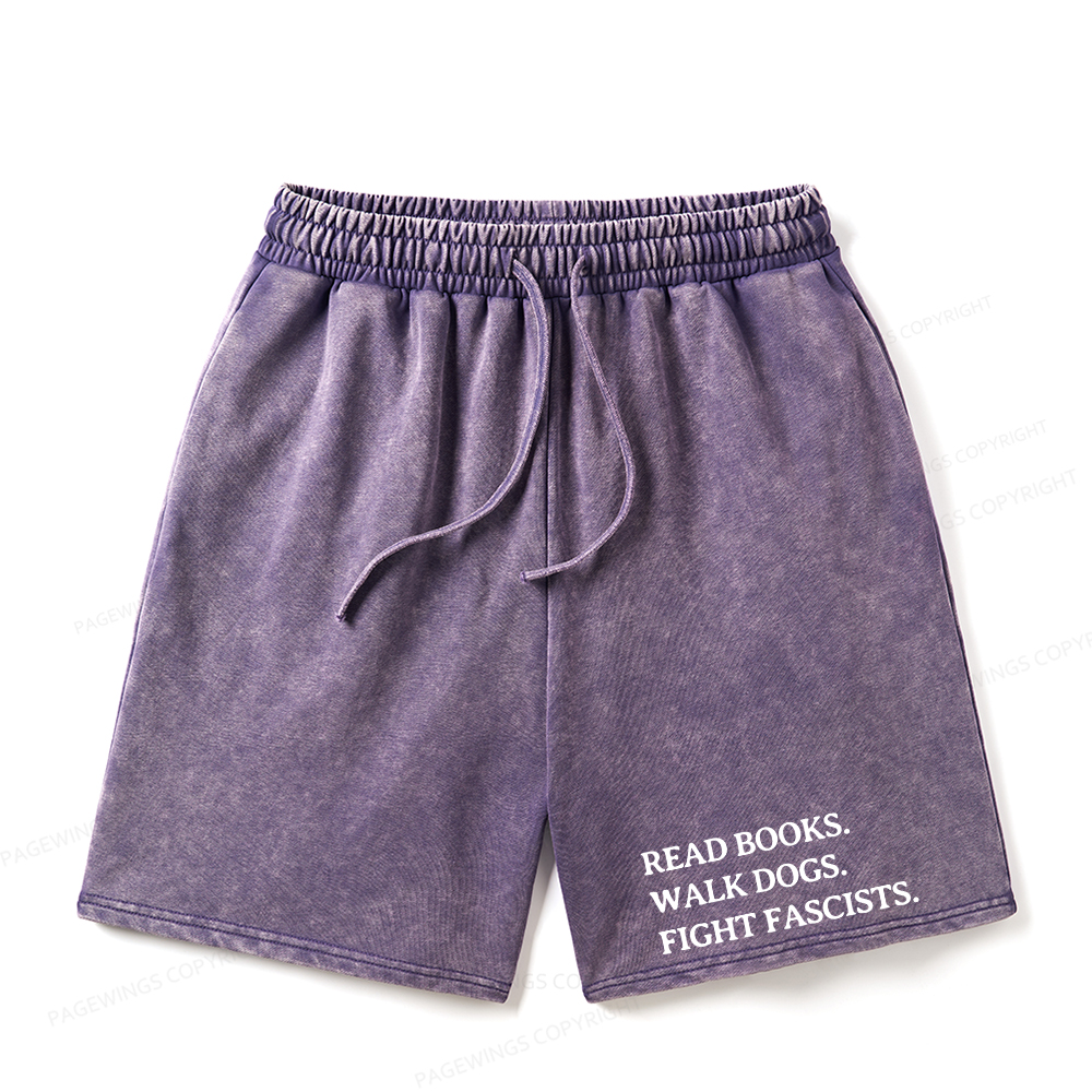 Pagewings Read Books Walk Dogs And Fight Unisex Washed Shorts