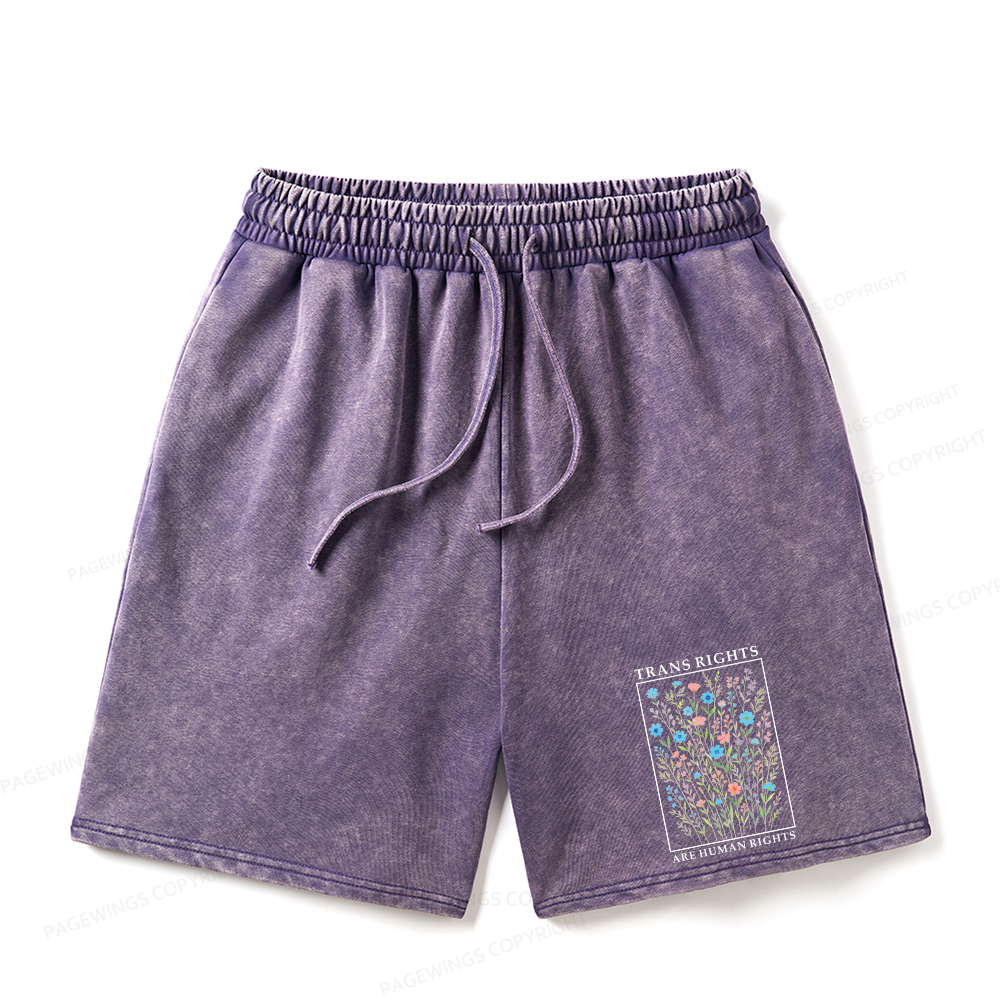 Pagewings Trans Rights Are Human Rights Unisex Washed Shorts