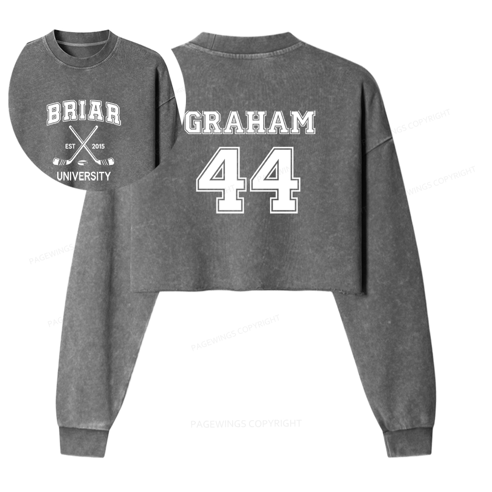Pagewings Hockey Romance Washed Crop Sweatshirt