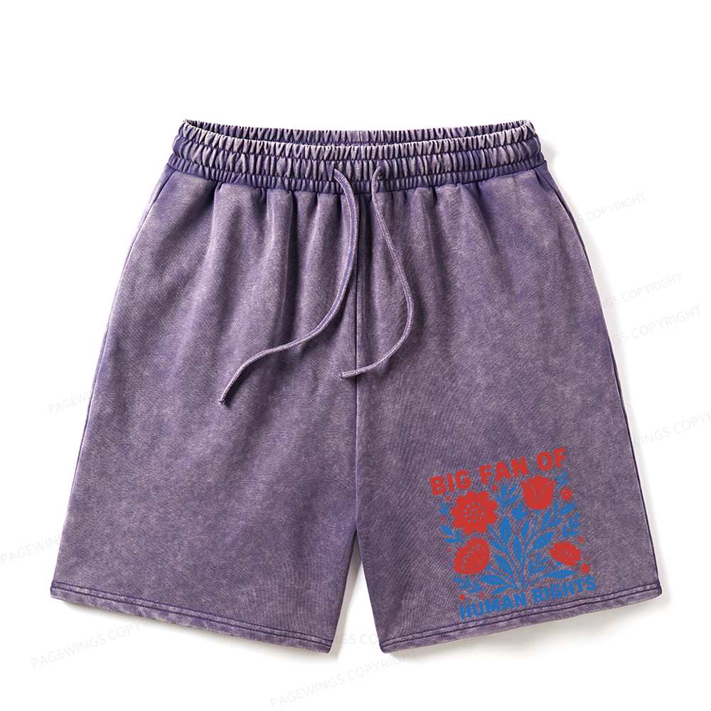 Pagewings Big Fan Of Human Rights Unisex Washed Shorts