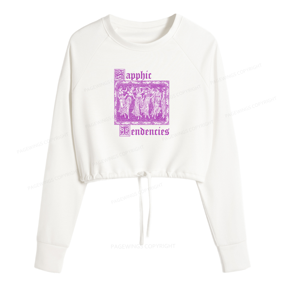 Pagewings Sapphic Tendencies Women Cropped Sweatshirt 
