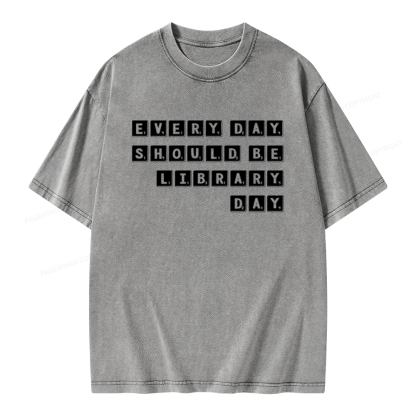 Pagewings Every Day Should be Library Day Unisex Washed T-shirt