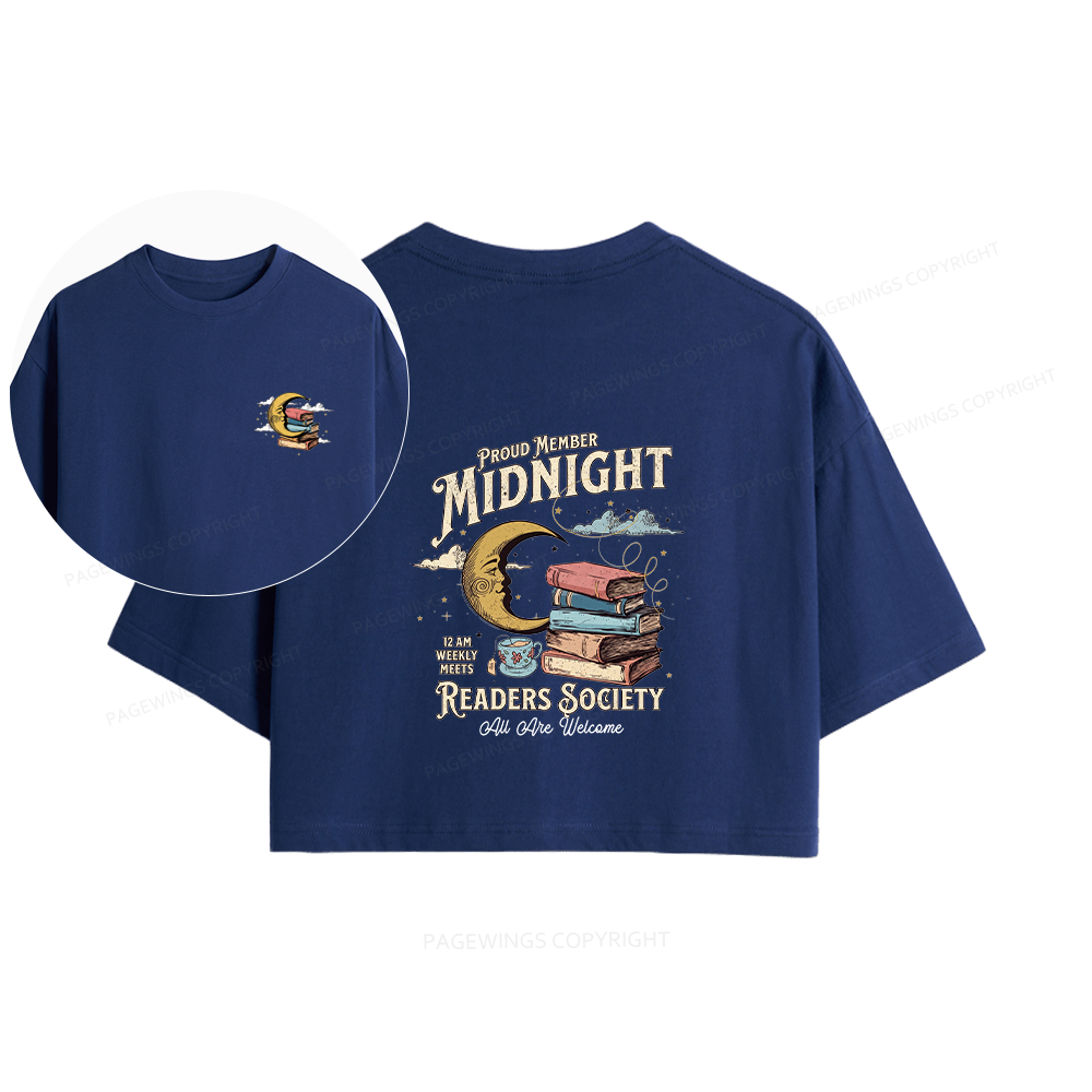 Pagewings Midnight Readers Society Women Crop Tops