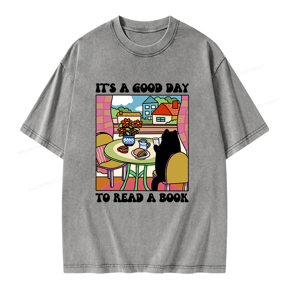 Pagewings It's A Good Day  To Read A Book Unisex Washed T-shirt