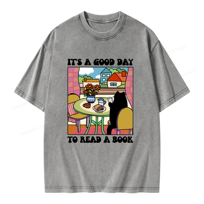 Pagewings It's A Good Day  To Read A Book Unisex Washed T-shirt