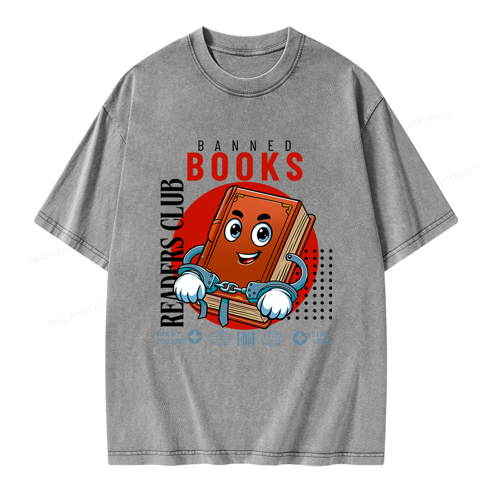Pagewings Banned book readers club Unisex Washed T-shirt