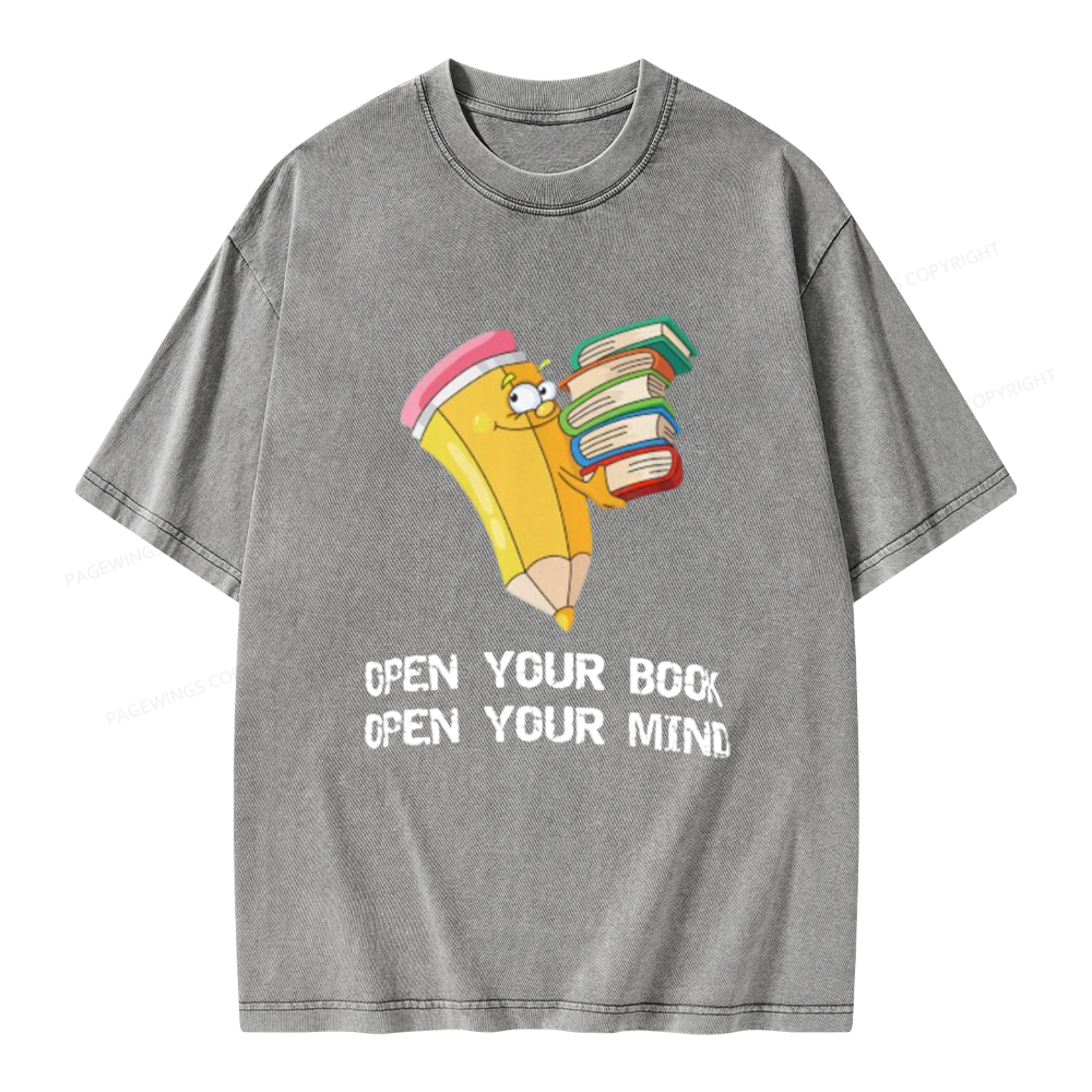 Pagewings Open Your Book Open Your Mind Unisex Washed T-shirt