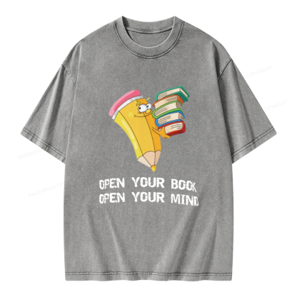 Pagewings Open Your Book Open Your Mind Unisex Washed T-shirt