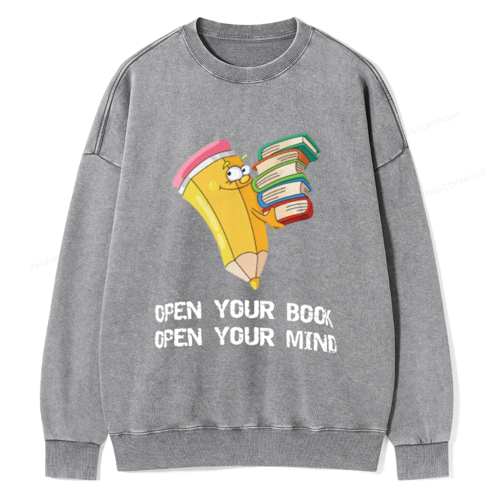 Pagewings Open Your Book Open Your Mind Unisex Washed Sweatshirt