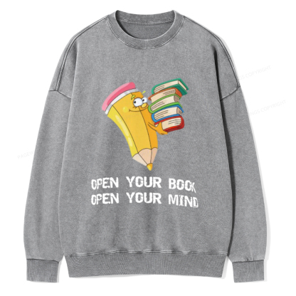 Pagewings Open Your Book Open Your Mind Unisex Washed Sweatshirt