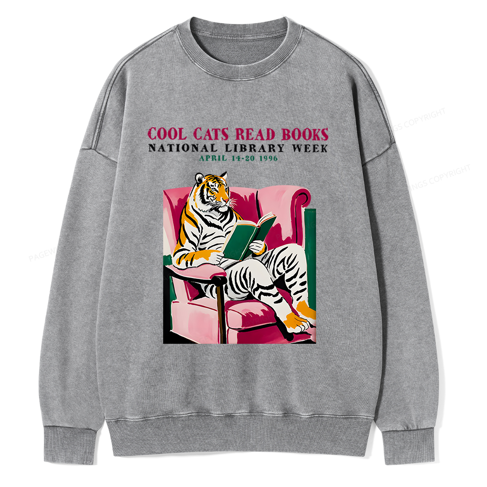 Pagewings Library Week Poster 1996 Unisex Washed Sweatshirt