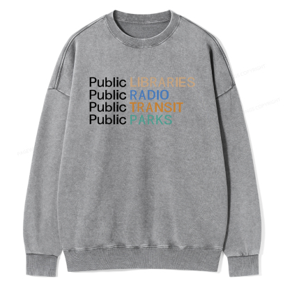 Pagewings Public Libraries Radio Transit Parks Unisex Washed Sweatshirt