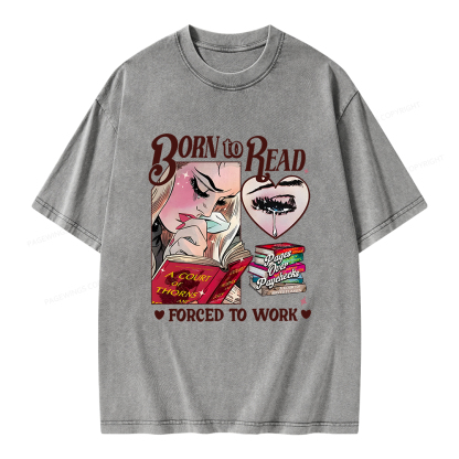 Pagewings Born To Read Bookish Unisex Washed T-shirt