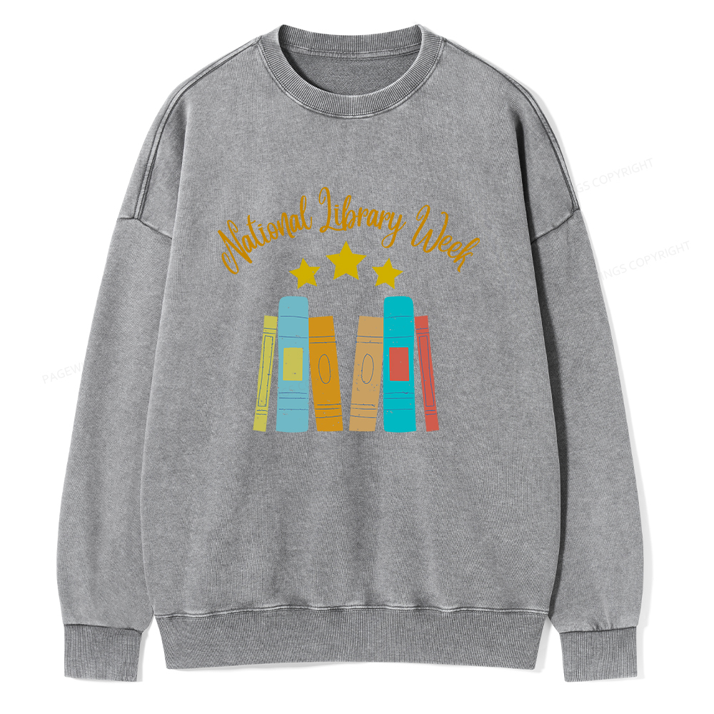 Pagewings National Library Week Unisex Washed Sweatshirt