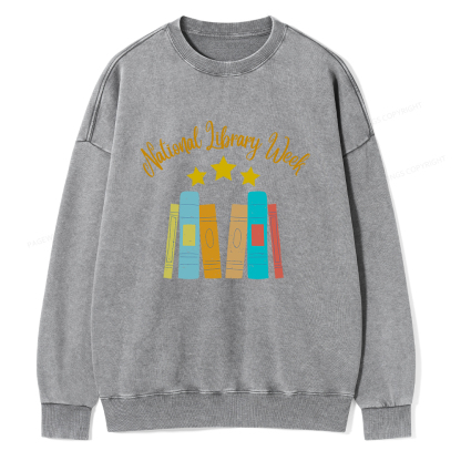 Pagewings National Library Week Unisex Washed Sweatshirt