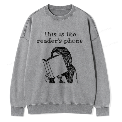 Pagewings This Is The Readers Phone Unisex Washed Sweatshirt