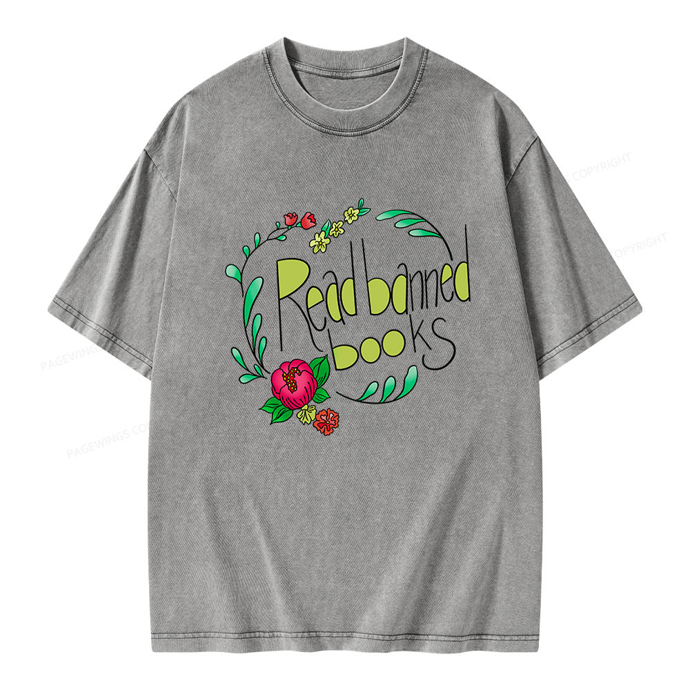 Pagewings Read Banned Books Unisex Washed T-shirt