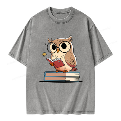 Pagewings The Owl Reader Unisex Washed T-shirt
