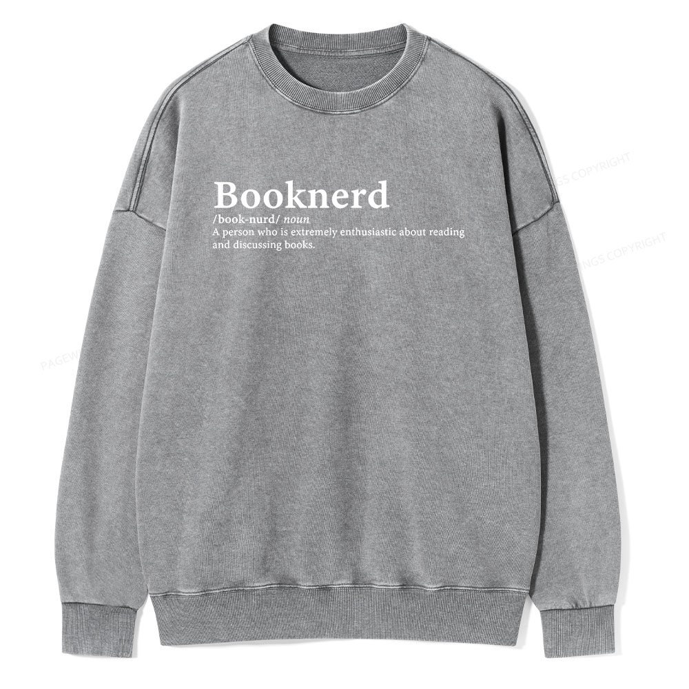 Pagewings Booknerd Book Lover Enthusiast Unisex Washed Sweatshirt