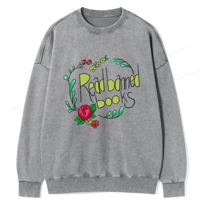 Pagewings Read Banned Books Unisex Washed Sweatshirt