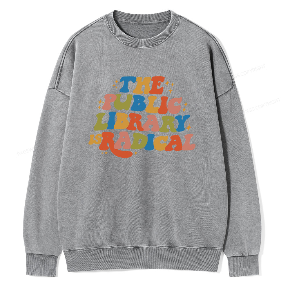 Pagewings Public Library Unisex Washed Sweatshirt