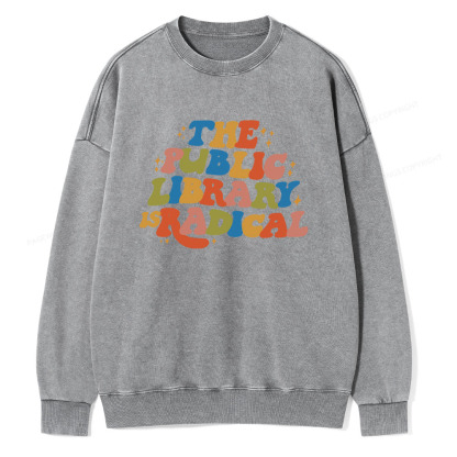 Pagewings Public Library Unisex Washed Sweatshirt