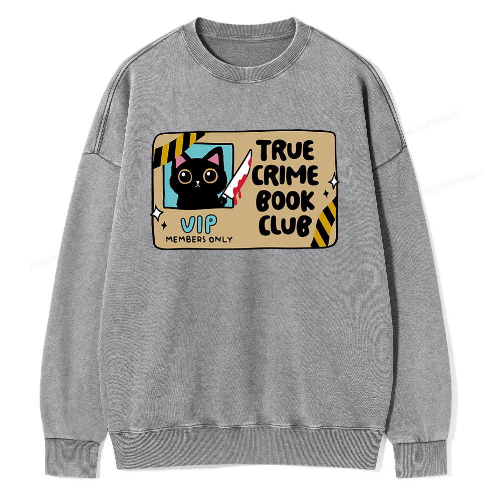 Pagewings True Crime Book Club Unisex Washed Sweatshirt