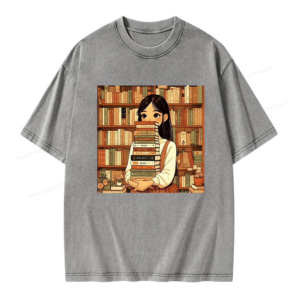 Pagewings A Girl Who Loves To Read Unisex Washed T-shirt