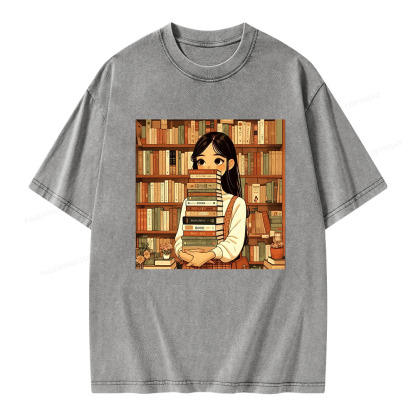 Pagewings A Girl Who Loves To Read Unisex Washed T-shirt