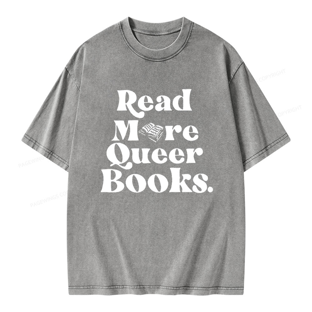 Pagewings Read More Queer Books Unisex Washed T-shirt