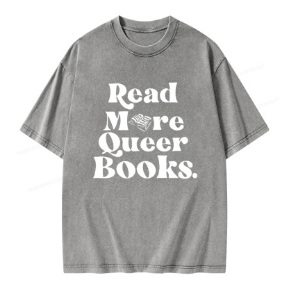 Pagewings Read More Queer Books Unisex Washed T-shirt
