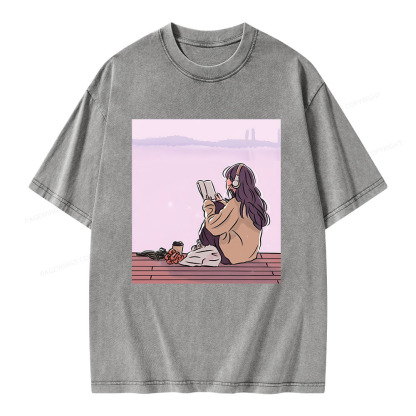 Pagewings A Girl Who Loves To Read Unisex Washed T-shirt