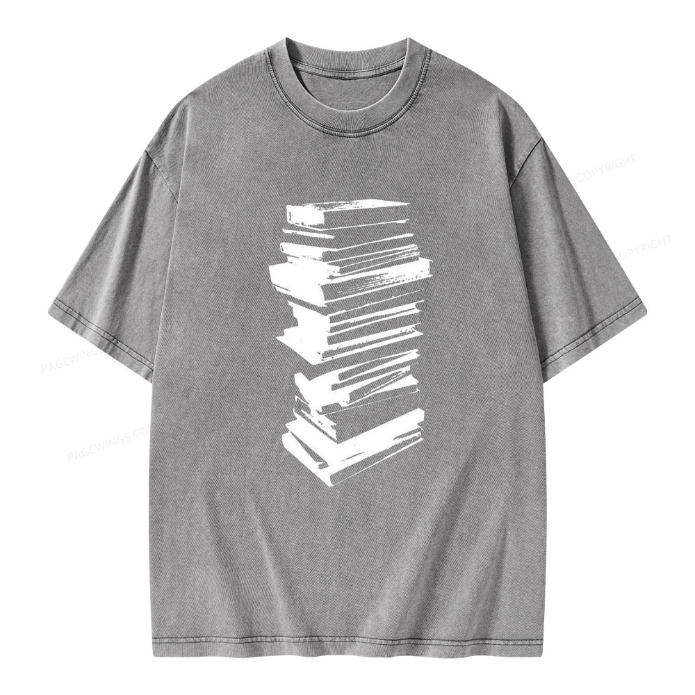 Pagewings Stack of Books Unisex Washed T-shirt