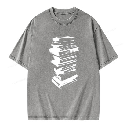 Pagewings Stack of Books Unisex Washed T-shirt