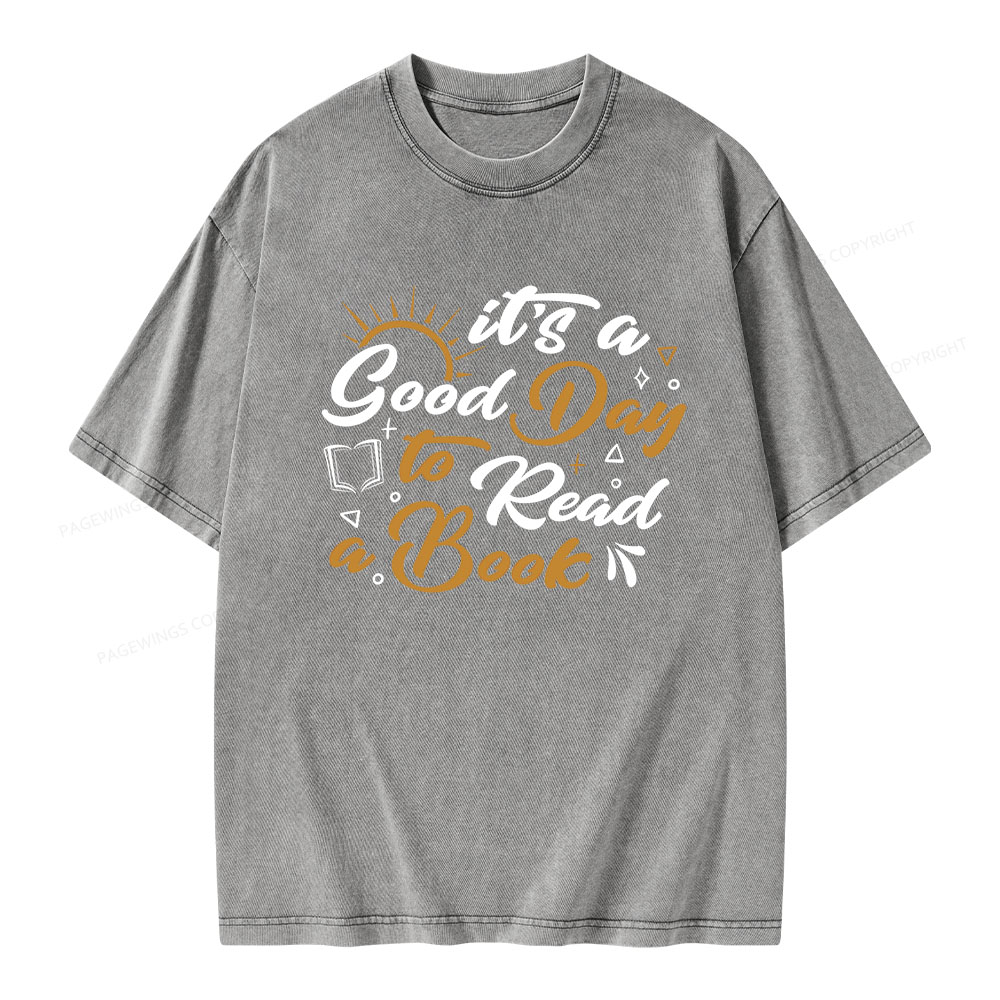 Pagewings It's A Good Day To Read A Book Unisex Washed T-shirt