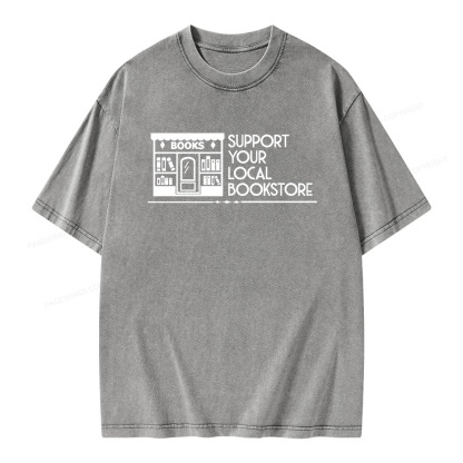 Pagewings Support Your Local Bookstore Unisex Washed T-shirt