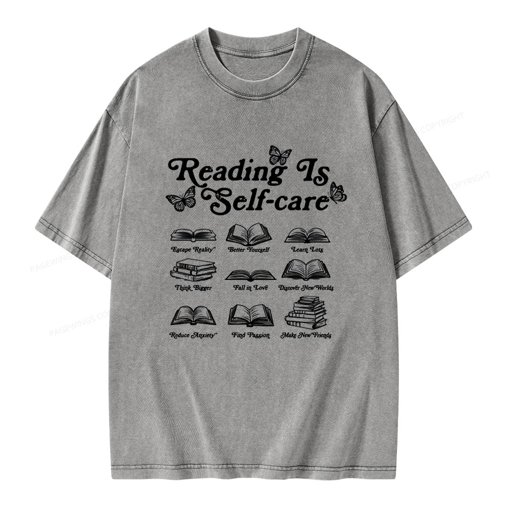 Pagewings Reading Is Self-care Unisex Washed T-shirt