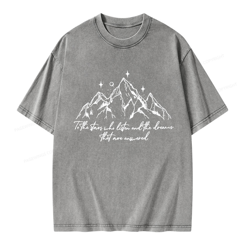 Pagewings Listen To Stars Answer Dreams Unisex Washed T-shirt