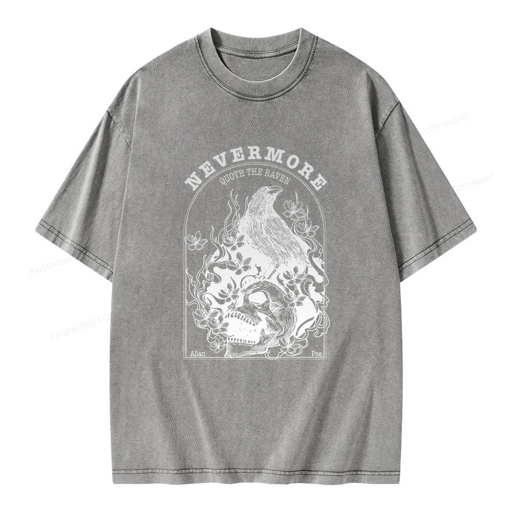 Pagewings Nevermore Quoth The Raven Unisex Washed T-shirt