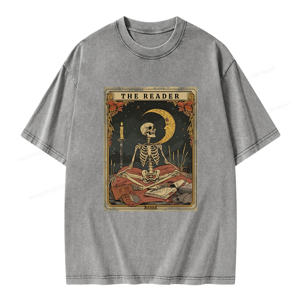 Pagewings The Reader Tarot Card Unisex Washed T-shirt