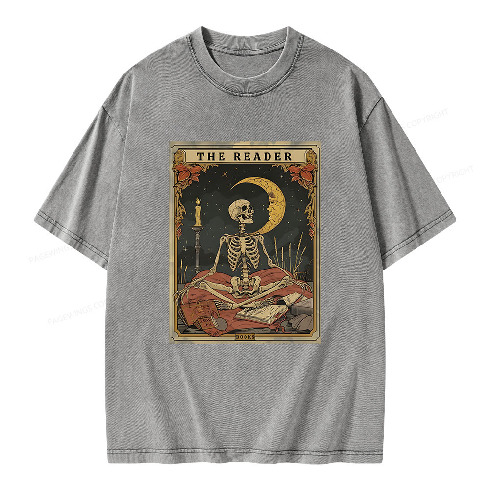 Pagewings The Reader Tarot Card Unisex Washed T-shirt