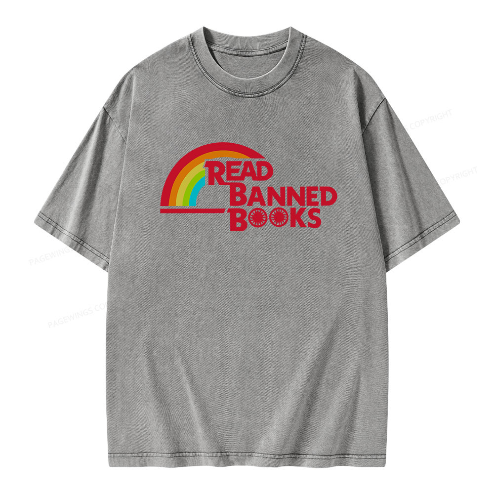 Pagewings Read Banned Books Unisex Washed T-shirt