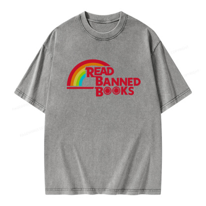 Pagewings Read Banned Books Unisex Washed T-shirt