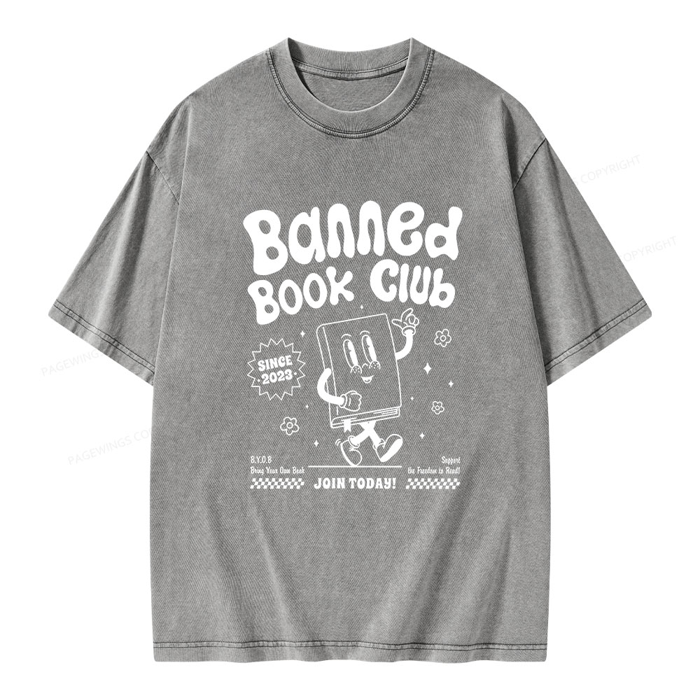 Pagewings Banned Book Club Unisex Washed T-shirt