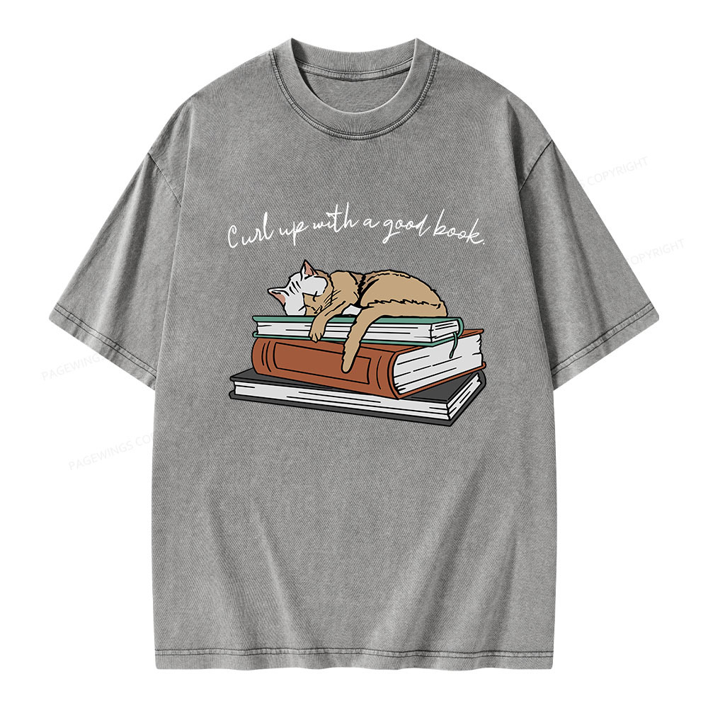Pagewings Curl Up with a Good Book Unisex Washed T-shirt