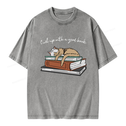 Pagewings Curl Up with a Good Book Unisex Washed T-shirt