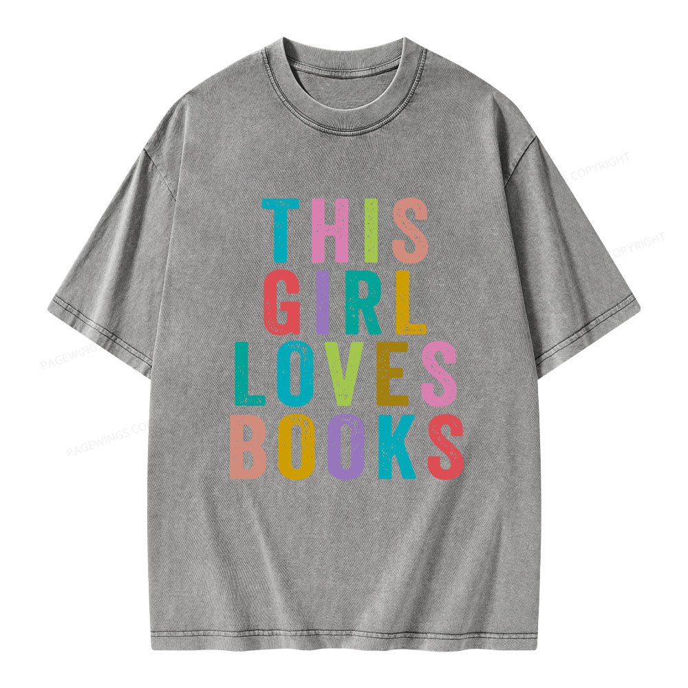 Pagewings This Girl Loves Books Unisex Washed T-shirt