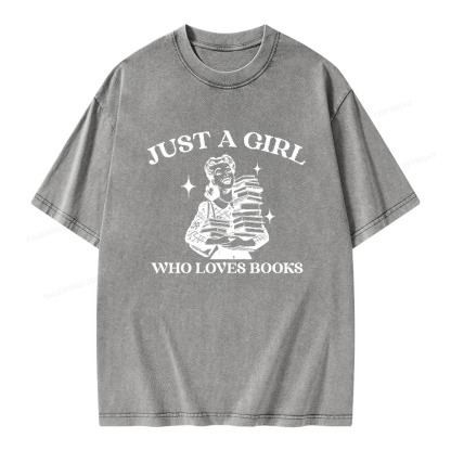 Pagewings Just A Girl Who Loves Books Unisex Washed T-shirt